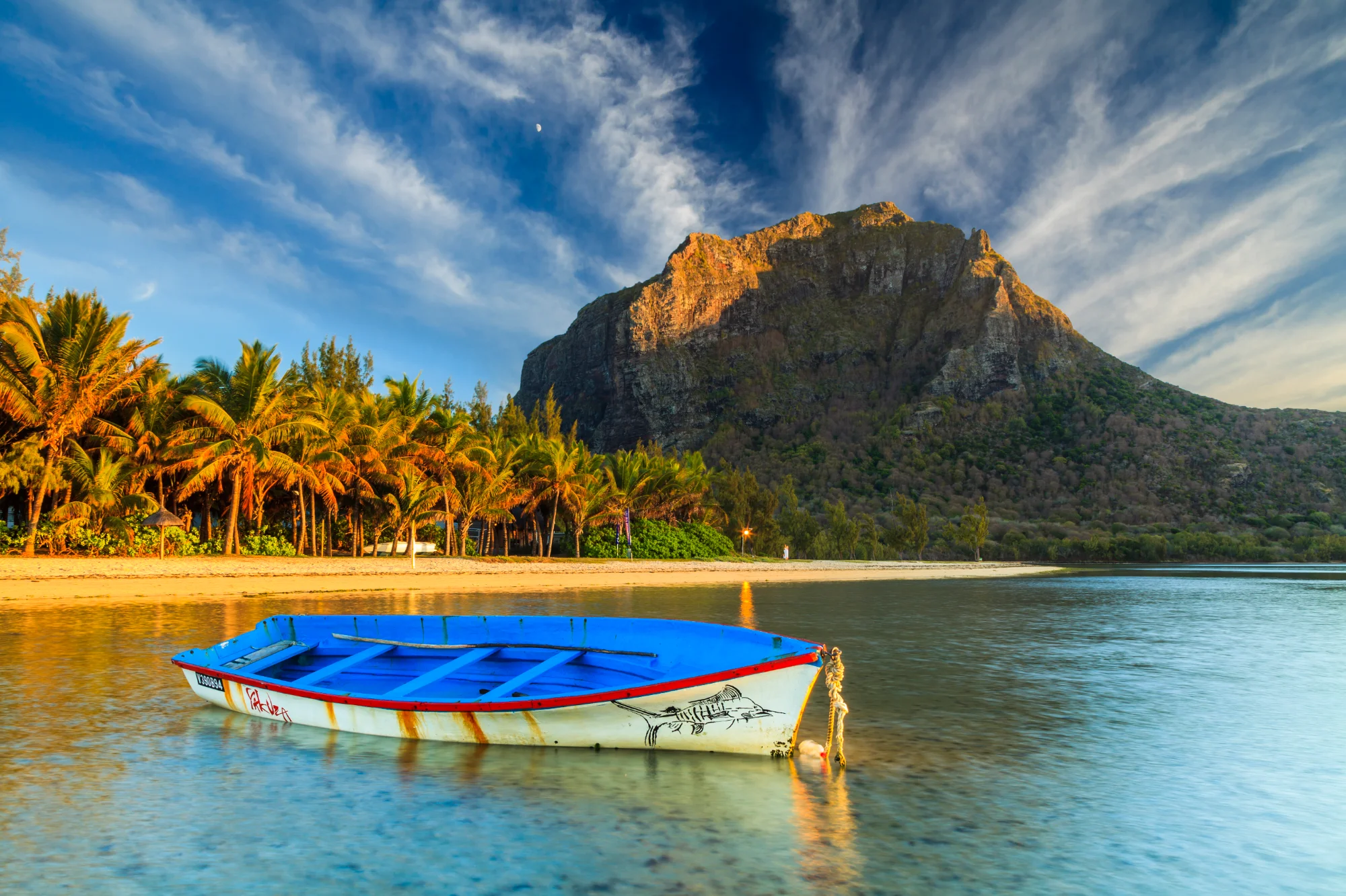 Le Morne with fishing boat